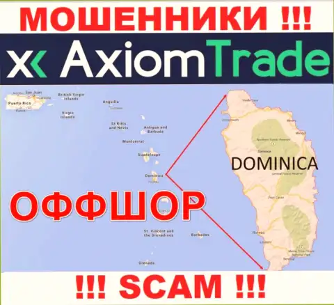 AxiomTrade намеренно скрываются в оффшорной зоне на территории Dominica, мошенники