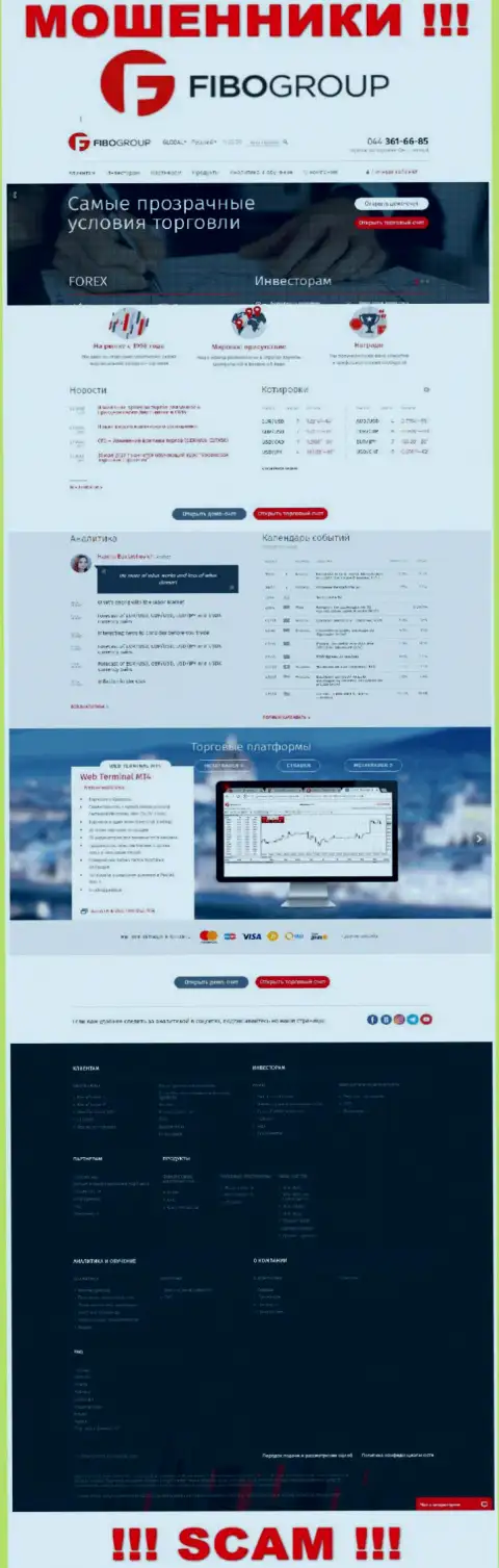 Вид официальной internet странички неправомерно действующей компании Фибо Форекс