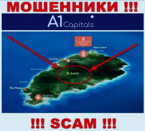 Компания A1 Capitals имеет регистрацию в офшоре, на территории - St. Lucia