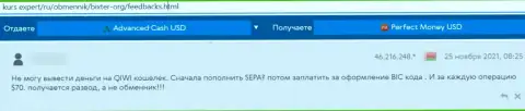 Один из объективных отзывов, опубликованный под обзором интернет-афериста Бикстер