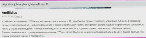 Отзыв пользователя инета об компании Амиллидиус Ком с web-сайта нахджоб топ