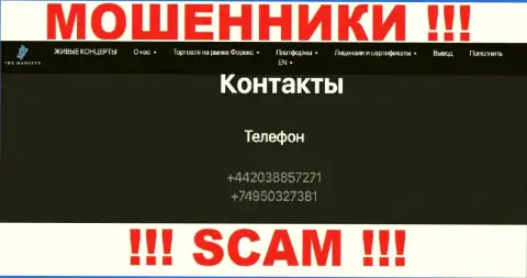 Знайте, internet мошенники из ТРС Маркетс  трезвонят с различных номеров