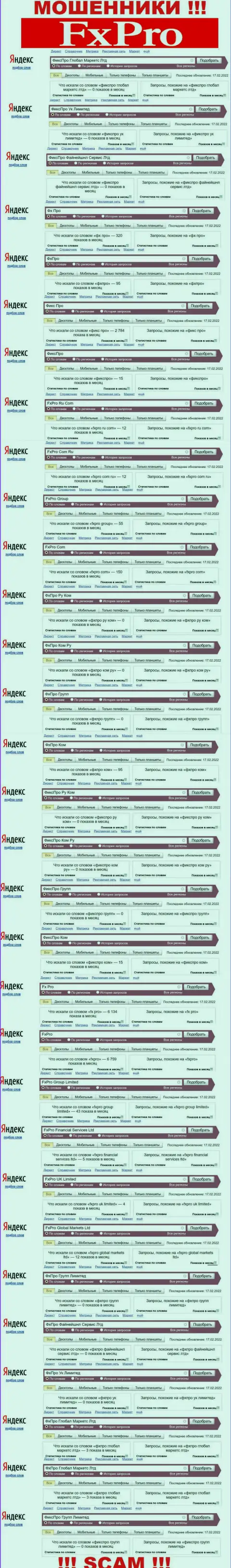 Сколько раз интересовались мошенниками FxPro Group Limited в интернет поисковиках ???