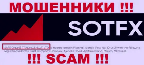 Данные о юридическом лице компании SotFX, им является SAFE ONLINE TRADINGS (SOT) LTD