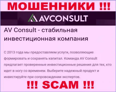 Связавшись с AVConsult Ru, рискуете потерять вложения, ведь их Investing - это развод