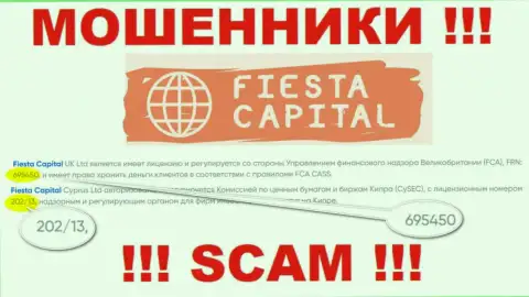 Лицензия на сайте FiestaCapital Org - это один из способов заманивания лохов