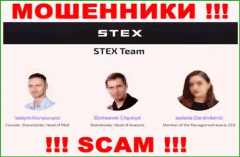 Кто именно руководит Stex непонятно, на информационном ресурсе аферистов расположены неправдивые данные