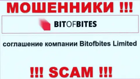 Юридическим лицом, управляющим жуликами Bit OfBites, является БитОфБитес Лтд