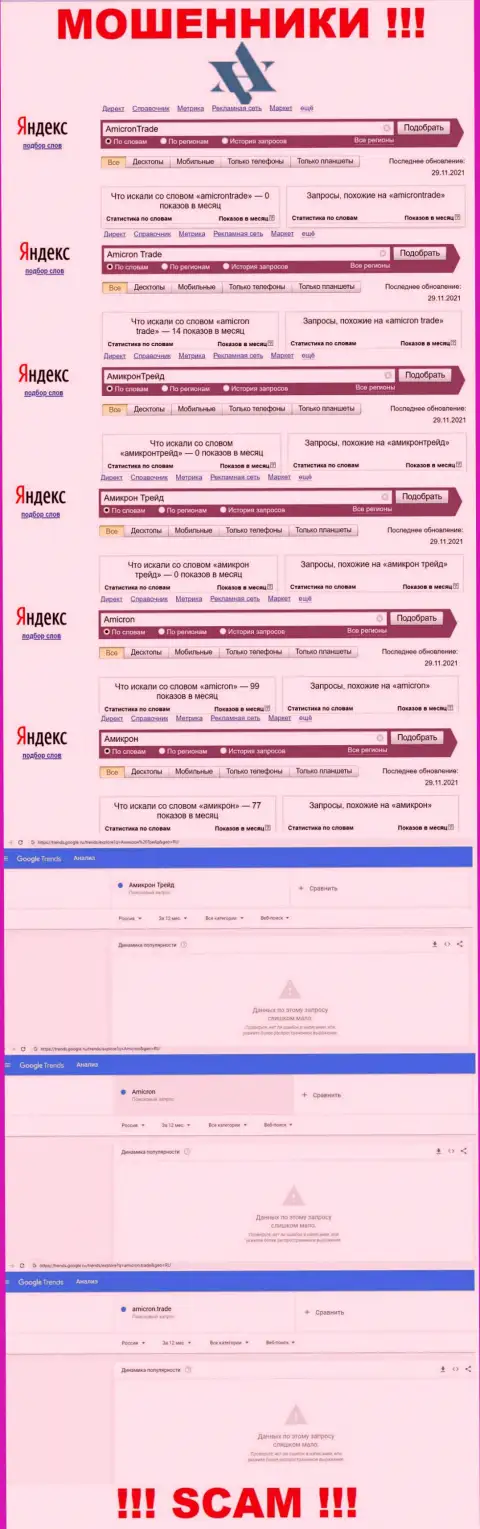 Инфа о брендовых онлайн запросах в отношении воров Амикрон Трейд