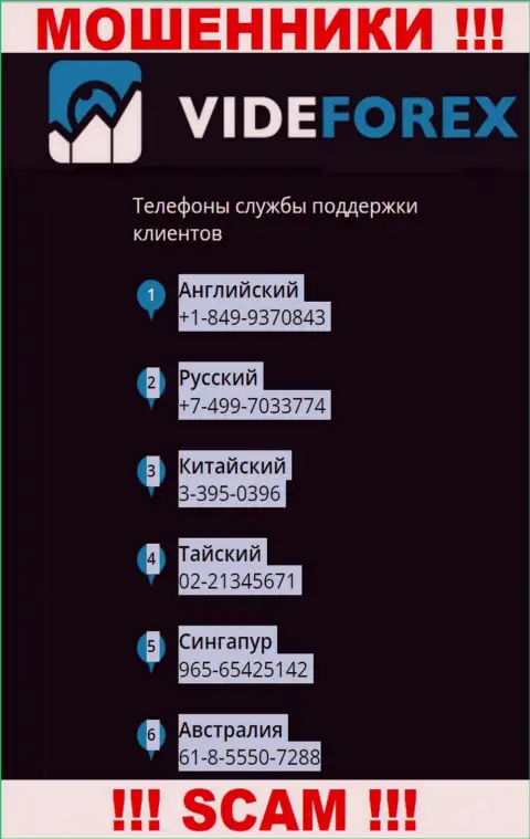 В запасе у internet мошенников из VideForex Com припасен не один номер