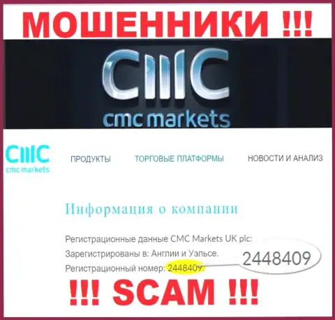 МОШЕННИКИ CMC Markets как оказалось имеют номер регистрации - 2448409