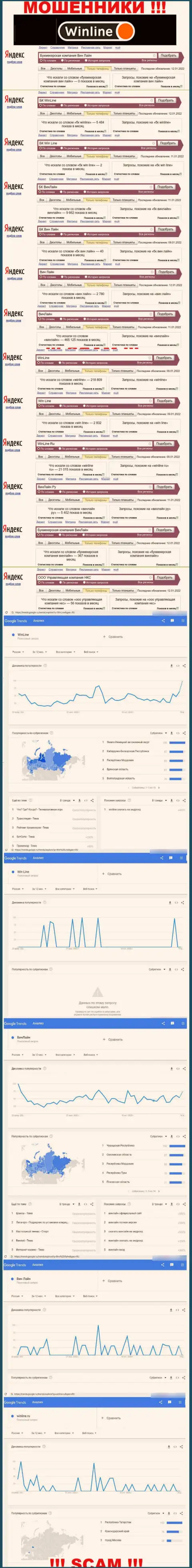 Детальный анализ internet-запросов по преступно действующей компании WinLine Ru