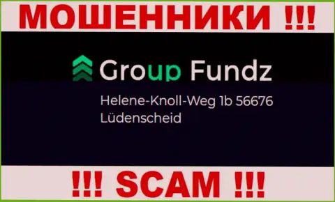 Юридический адрес регистрации противоправно действующей организации GroupFundz фейковый