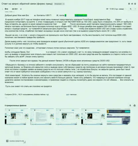 Мошенники из Гранд Капитал Групп надули трейдера на 23000 американских долларов