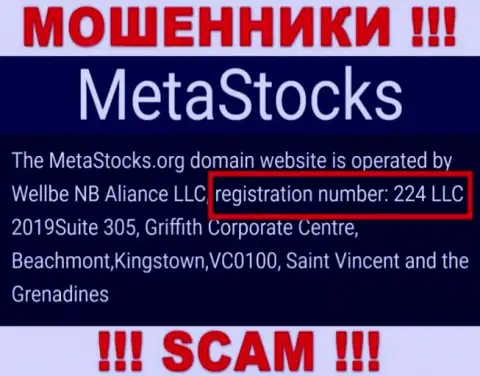 Номер регистрации компании MetaStocks - 224 LLC 2019