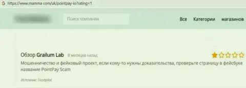 В ПоинтПай вложения исчезают безвозвратно - высказывание клиента данной компании