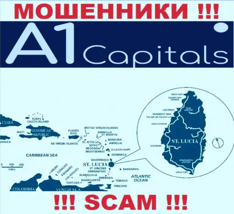 St. Lucia - это место регистрации конторы A1Capitals, находящееся в офшорной зоне