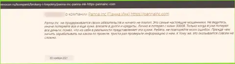 Отзыв клиента, который был нахально оставлен без денег мошенниками ПаннаИнк