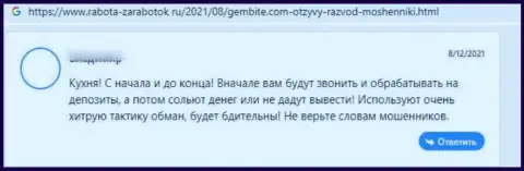 Автор представленного отзыва предупреждает, что организация GemBite Com - КИДАЛЫ !!!