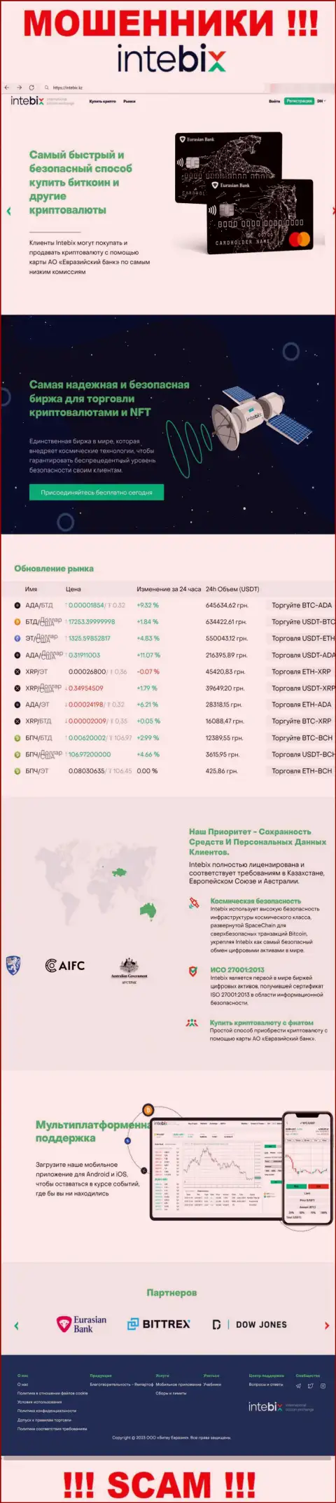 Intebix Kz - это web-сайт организации Битеу Евразия Лтд, обычная страничка мошенников