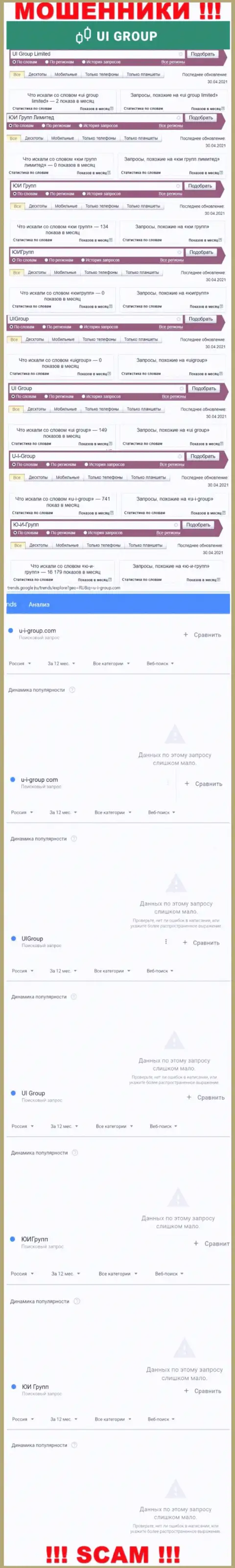 Инфа о брендовых online запросах касательно мошенников Ю-И-Групп Ком